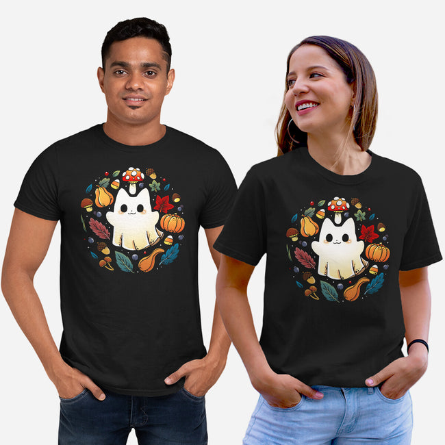 Kitten Ghost Autumn-Unisex-Basic-Tee-Vallina84