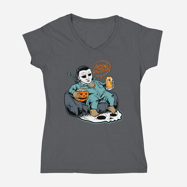 Fat Halloween-Womens-V-Neck-Tee-spoilerinc