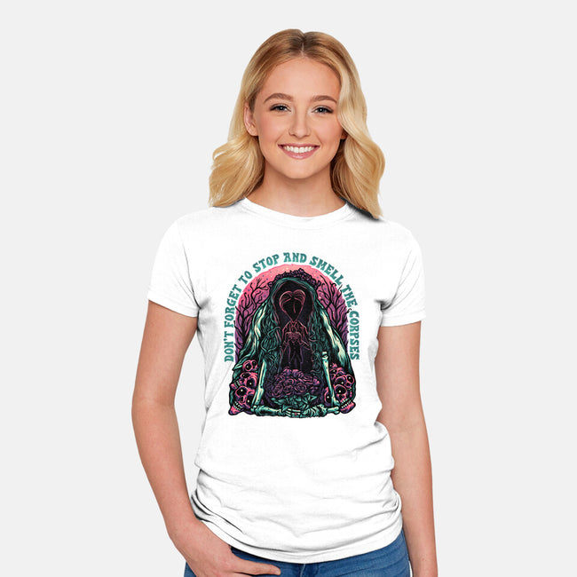 Smell The Corpses-Womens-Fitted-Tee-glitchygorilla