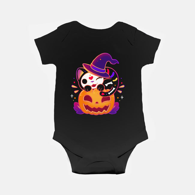 Kitten Witched Pumpkin-Baby-Basic-Onesie-Vallina84