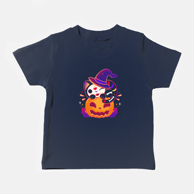 Kitten Witched Pumpkin-Baby-Basic-Tee-Vallina84