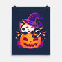 Kitten Witched Pumpkin-None-Matte-Poster-Vallina84