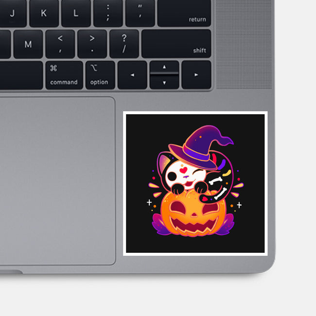 Kitten Witched Pumpkin-None-Glossy-Sticker-Vallina84