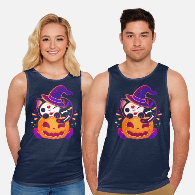 Kitten Witched Pumpkin-Unisex-Basic-Tank-Vallina84