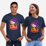 Kitten Witched Pumpkin-Unisex-Basic-Tee-Vallina84