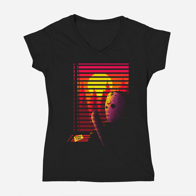 Nostalgia Mask Killer-Womens-V-Neck-Tee-Donnie