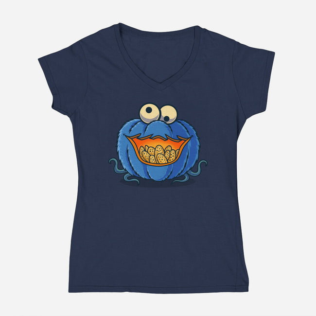 The Pumpkin Monster-Womens-V-Neck-Tee-erion_designs