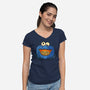 The Pumpkin Monster-Womens-V-Neck-Tee-erion_designs