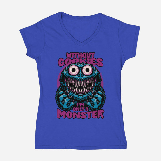 Monster Without Cookies-Womens-V-Neck-Tee-Studio Mootant