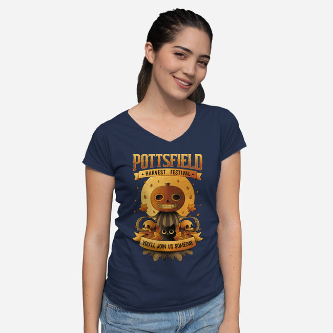 Pottsfield Harvest Festival-Womens-V-Neck-Tee-retrodivision