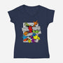 Cartoons Attack-Womens-V-Neck-Tee-OPIPPI