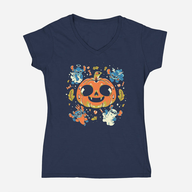 The Halloween Experiment-Womens-V-Neck-Tee-yumie