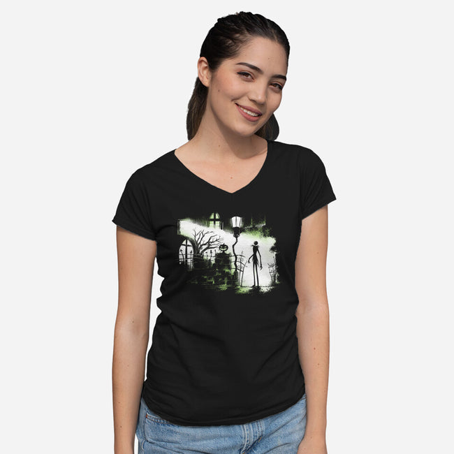 The Exorcism Before Christmas-Womens-V-Neck-Tee-zascanauta