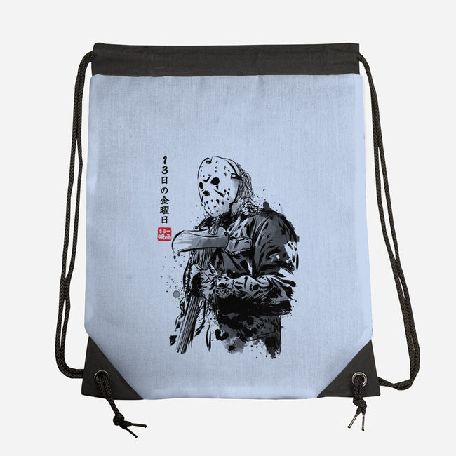 Crystal Lake Killer Sumi-e-None-Drawstring-Bag-DrMonekers