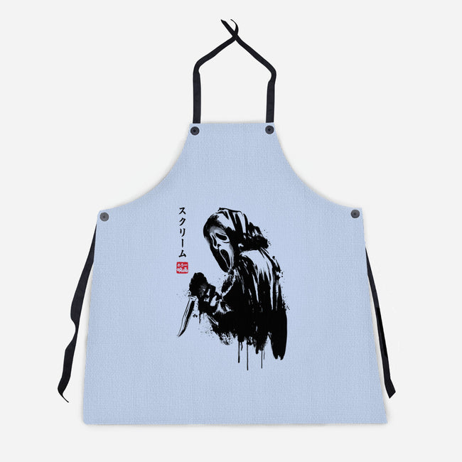 Woodsboro Killer Sumi-e-Unisex-Kitchen-Apron-DrMonekers