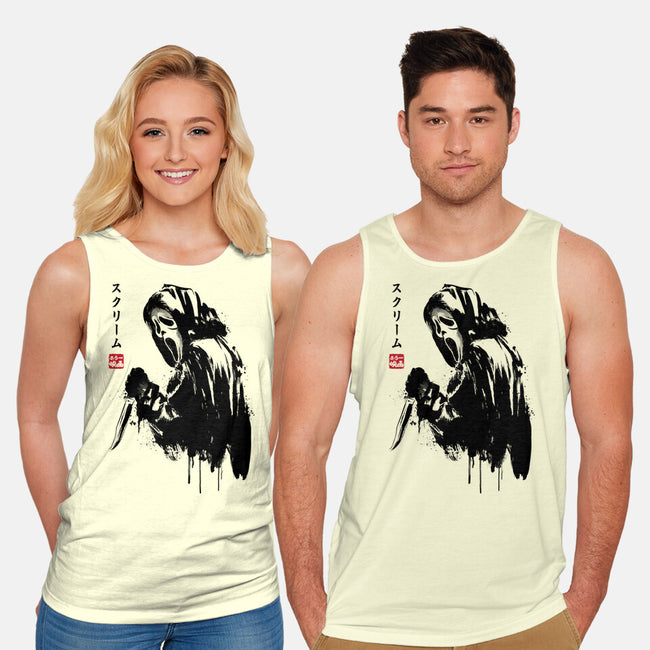 Woodsboro Killer Sumi-e-Unisex-Basic-Tank-DrMonekers