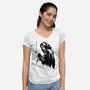 Woodsboro Killer Sumi-e-Womens-V-Neck-Tee-DrMonekers