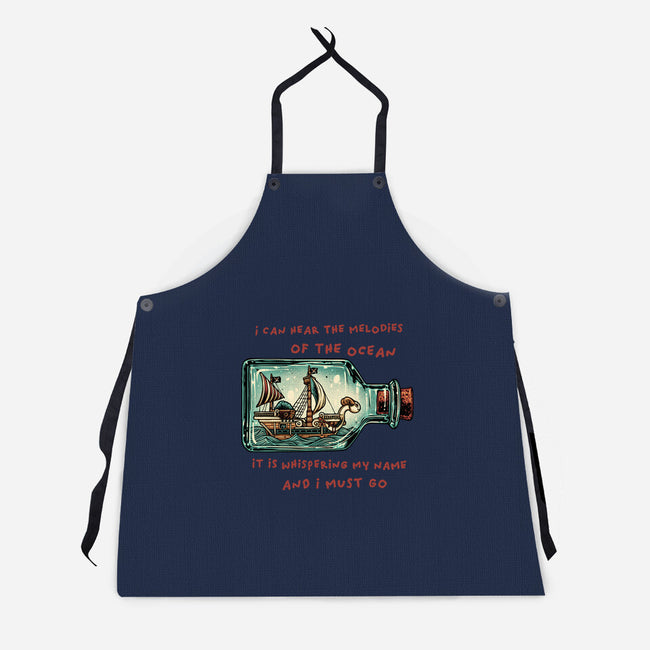 Pirate Ship In A Bottle-Unisex-Kitchen-Apron-glitchygorilla