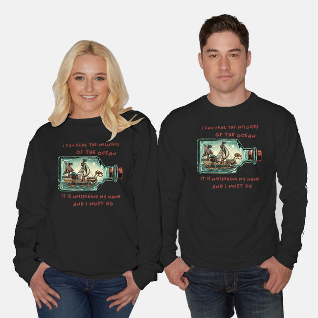 Pirate Ship In A Bottle-Unisex-Crew Neck-Sweatshirt-glitchygorilla
