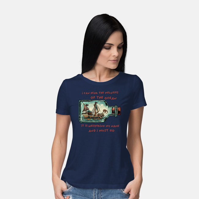 Pirate Ship In A Bottle-Womens-Basic-Tee-glitchygorilla