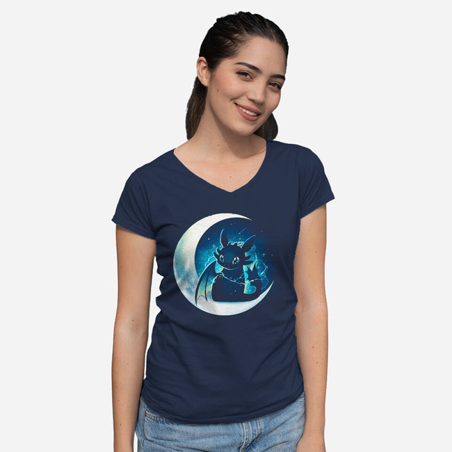 Dragon Moon Star-Womens-V-Neck-Tee-Vallina84