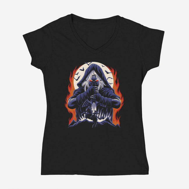 Rise Of The Shadow-Womens-V-Neck-Tee-rmatix