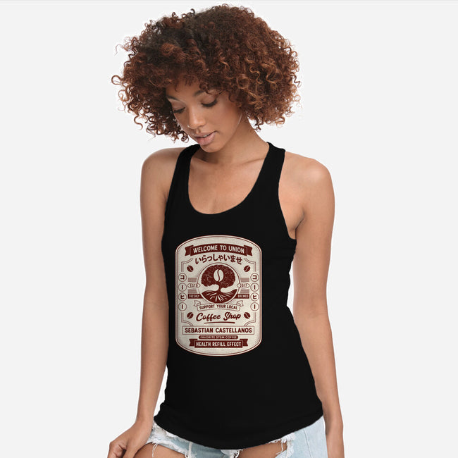 Immersive Mental World Coffee Crest-Womens-Racerback-Tank-LAGELANTEE