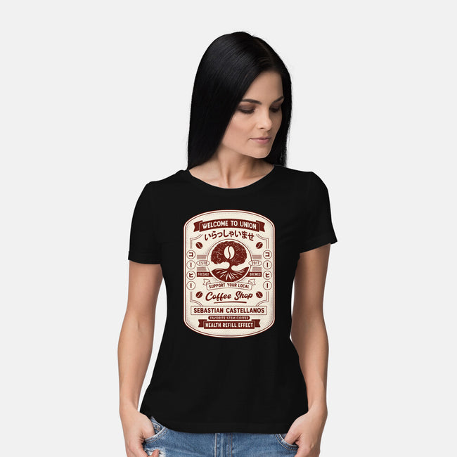 Immersive Mental World Coffee Crest-Womens-Basic-Tee-LAGELANTEE