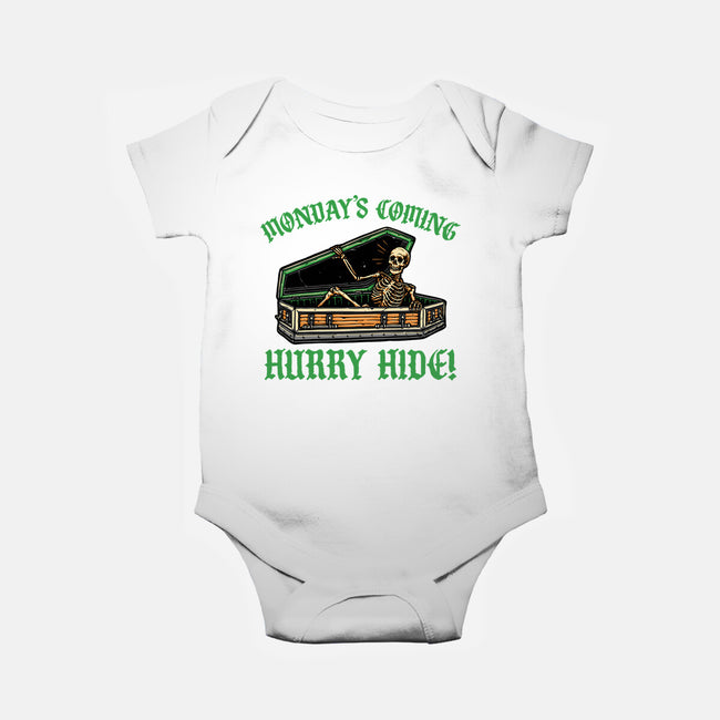 Monday’s Coming-Baby-Basic-Onesie-glitchygorilla