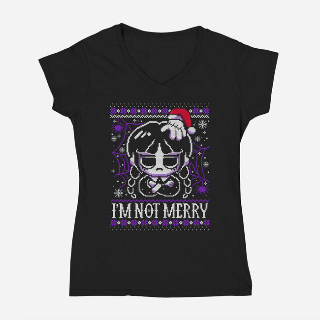 Wednesday Ugly Sweater-Womens-V-Neck-Tee-NemiMakeit