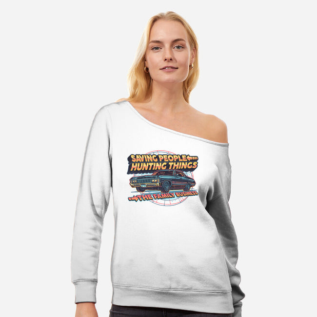 Family Business Vehicle-Womens-Off Shoulder-Sweatshirt-glitchygorilla