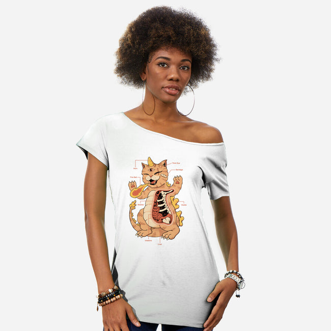 X-Ray Kaiju Meowster-Womens-Off Shoulder-Tee-vp021