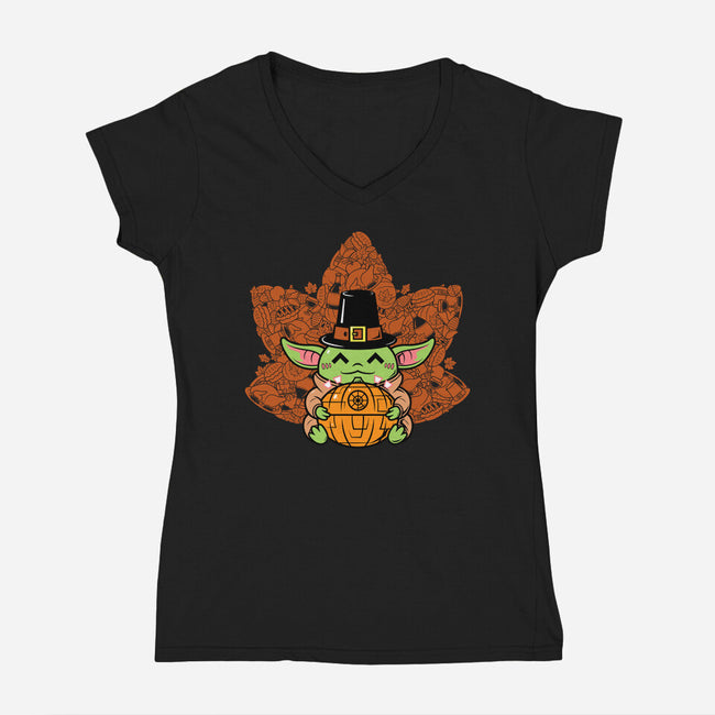 Thanksgiving In The Galaxy-Womens-V-Neck-Tee-krisren28