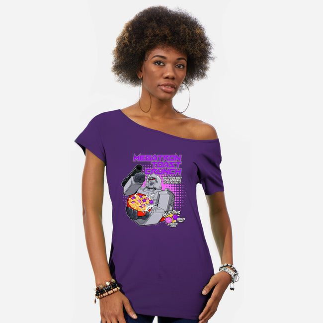 Megatron Toast Crunch-Womens-Off Shoulder-Tee-Ozzy Fernandez