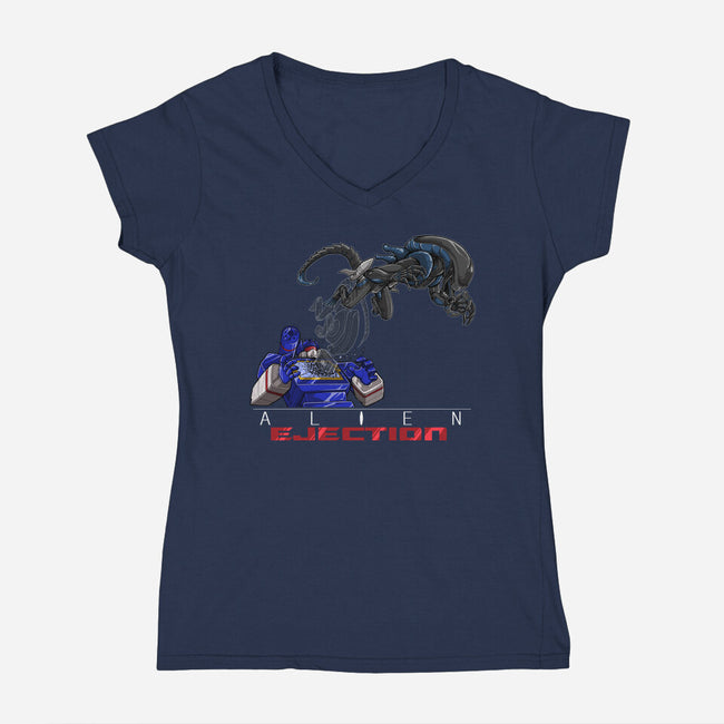 Alien Ejection-Womens-V-Neck-Tee-Ozzy Fernandez