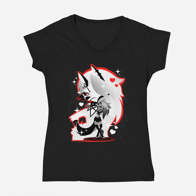 The Receptionist Loonie-Womens-V-Neck-Tee-hypertwenty