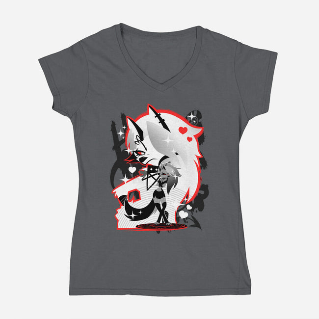 The Receptionist Loonie-Womens-V-Neck-Tee-hypertwenty