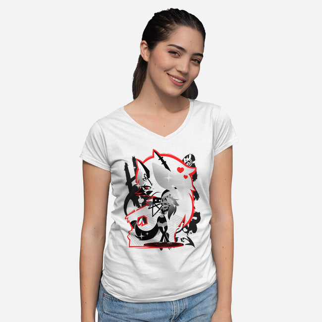 The Receptionist Loonie-Womens-V-Neck-Tee-hypertwenty