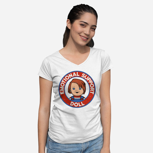 Emotional Support Doll-Womens-V-Neck-Tee-Melonseta