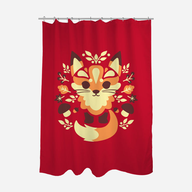 Autumn Fox Symmetry-None-Polyester-Shower Curtain-NemiMakeit