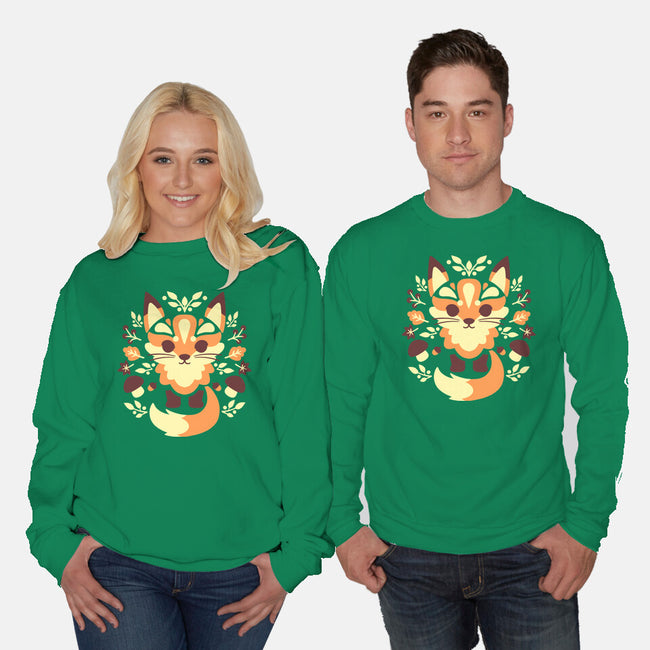 Autumn Fox Symmetry-Unisex-Crew Neck-Sweatshirt-NemiMakeit