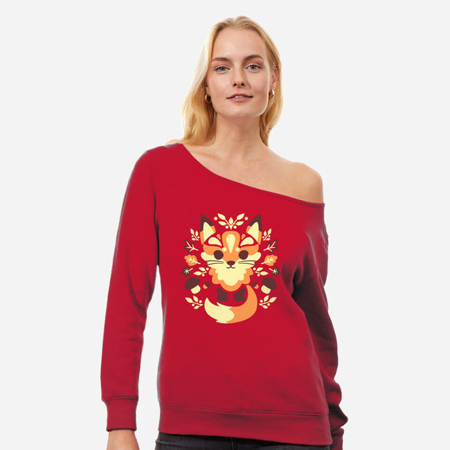 Autumn Fox Symmetry-Womens-Off Shoulder-Sweatshirt-NemiMakeit