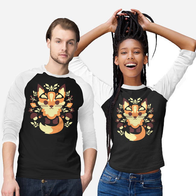 Autumn Fox Symmetry-Unisex-Baseball-Tee-NemiMakeit