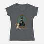 Black Cat Black Bat-Womens-V-Neck-Tee-worlddominationforcats