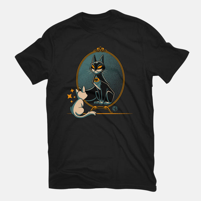 Black Cat Black Bat-Womens-Basic-Tee-worlddominationforcats