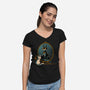 Black Cat Black Bat-Womens-V-Neck-Tee-worlddominationforcats