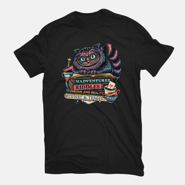 Bookish Cat-Womens-Fitted-Tee-glitchygorilla