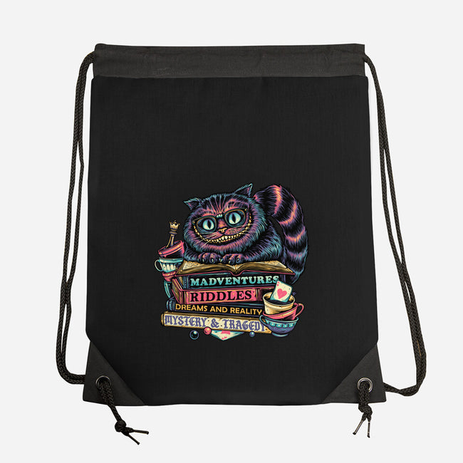 Bookish Cat-None-Drawstring-Bag-glitchygorilla