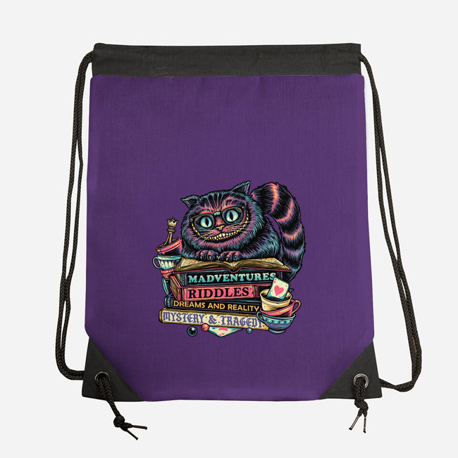 Bookish Cat-None-Drawstring-Bag-glitchygorilla