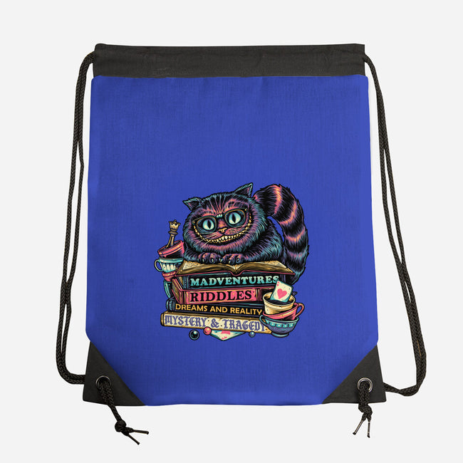 Bookish Cat-None-Drawstring-Bag-glitchygorilla